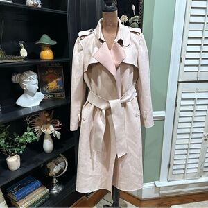 Few Moda New York Light Pink Faux Suede Trench Coat Size Medium